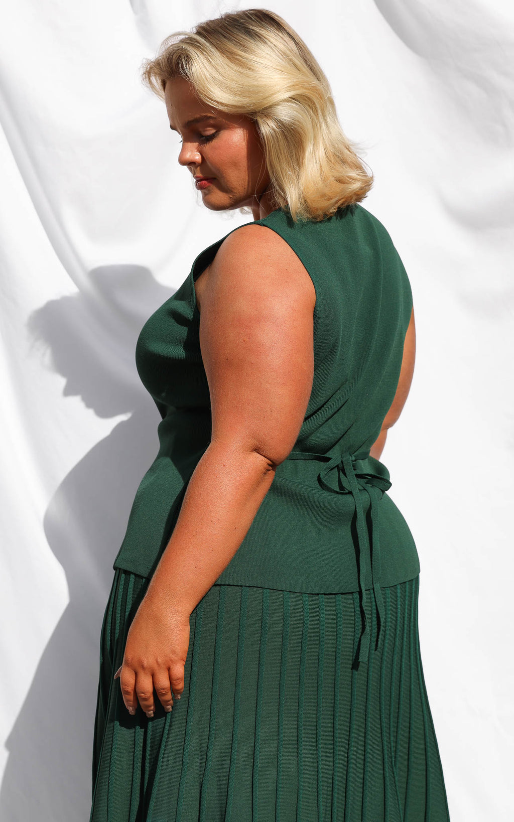 Reuben Knit Vest Top - Forest Green