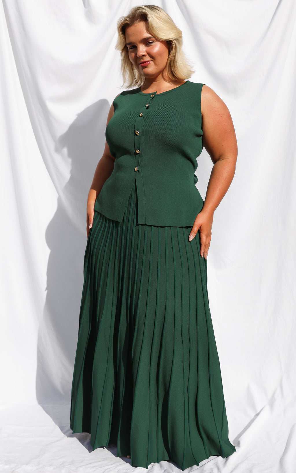 Reuben Knit Midi Skirt - Forest Green