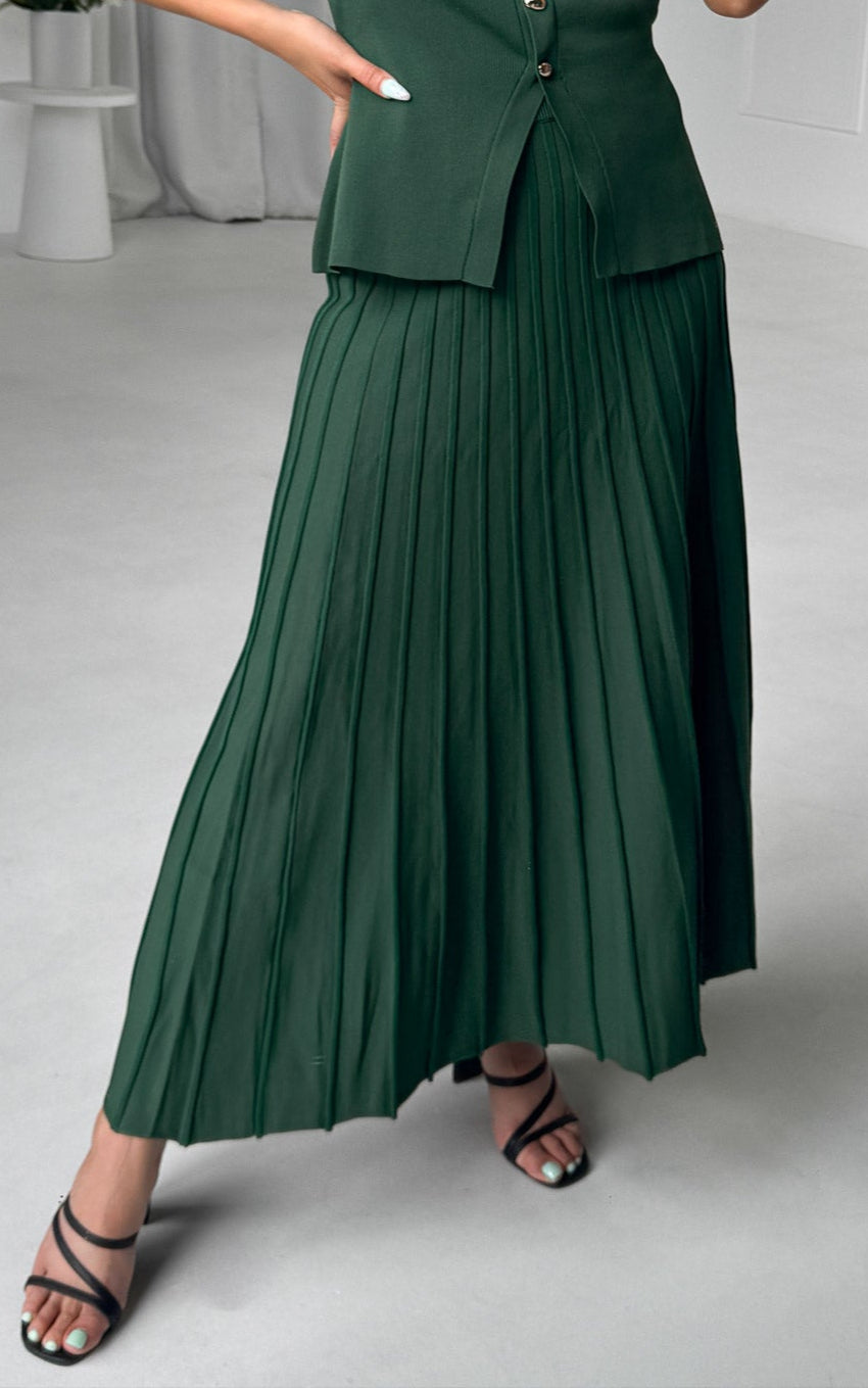 Reuben Knit Midi Skirt - Forest Green