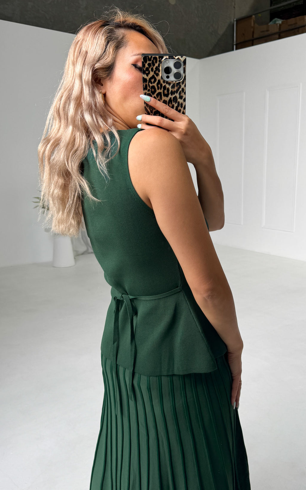 Reuben Knit Vest Top - Forest Green