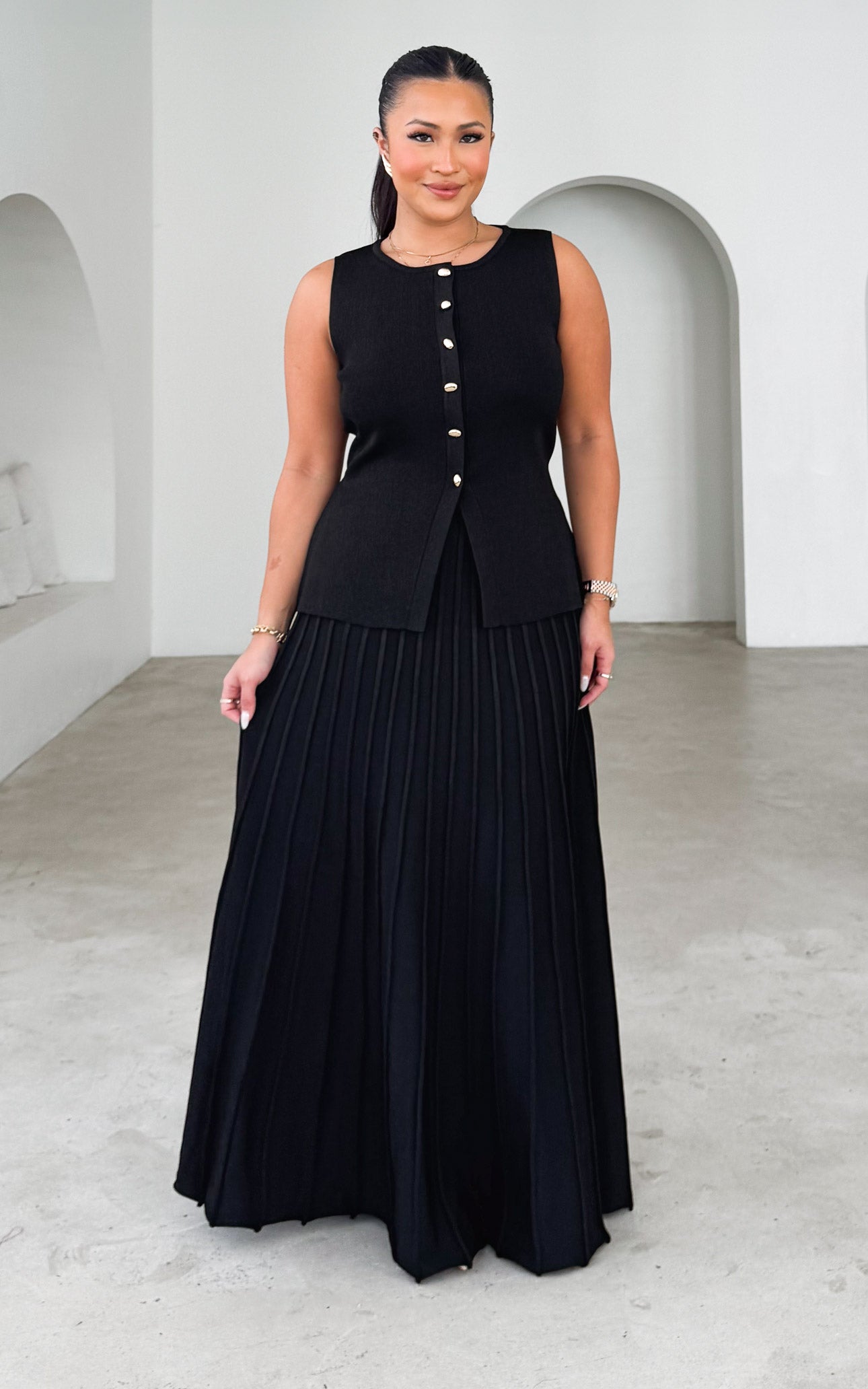 Reuben Knit Midi Skirt - Black