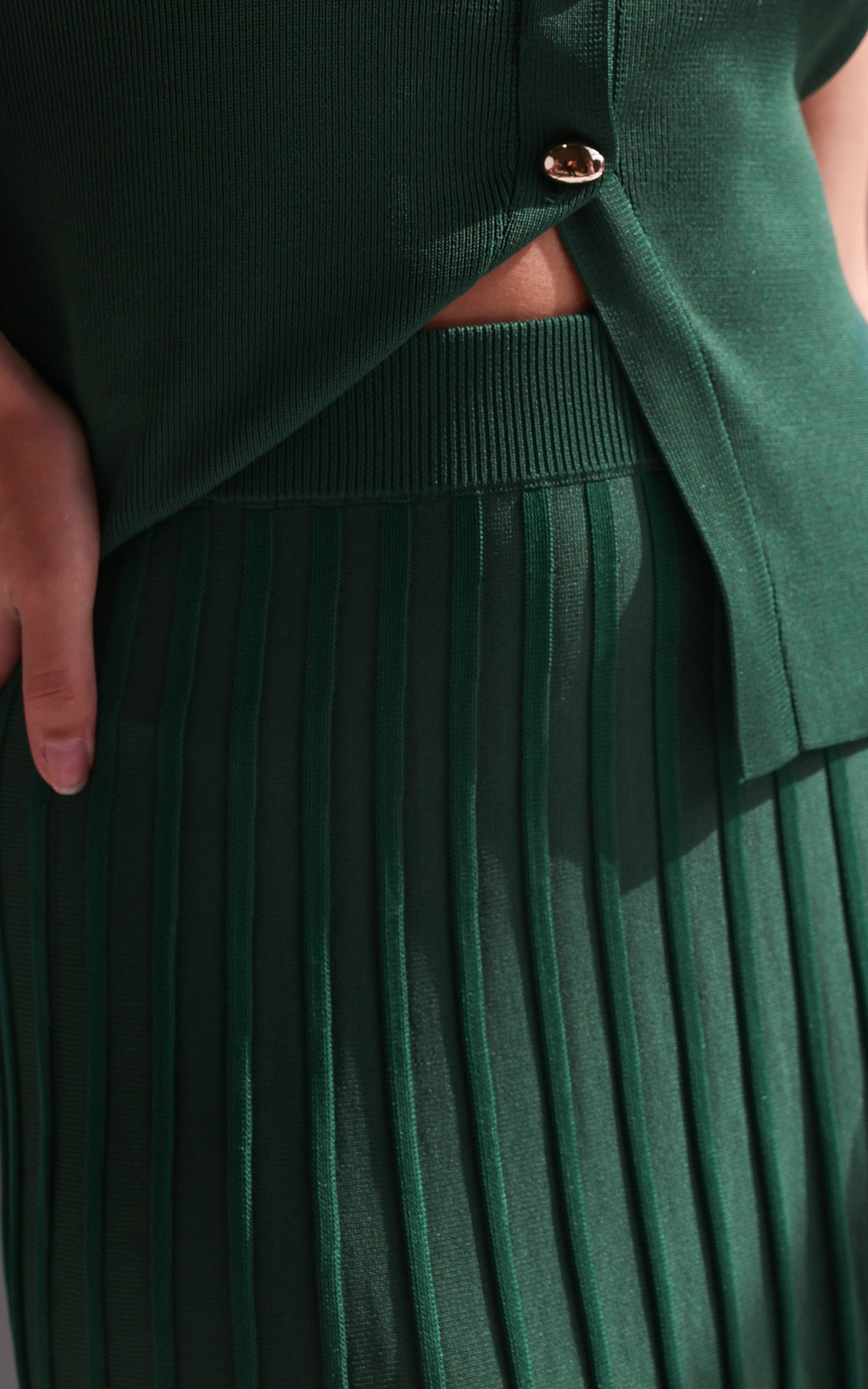 Reuben Knit Midi Skirt - Forest Green