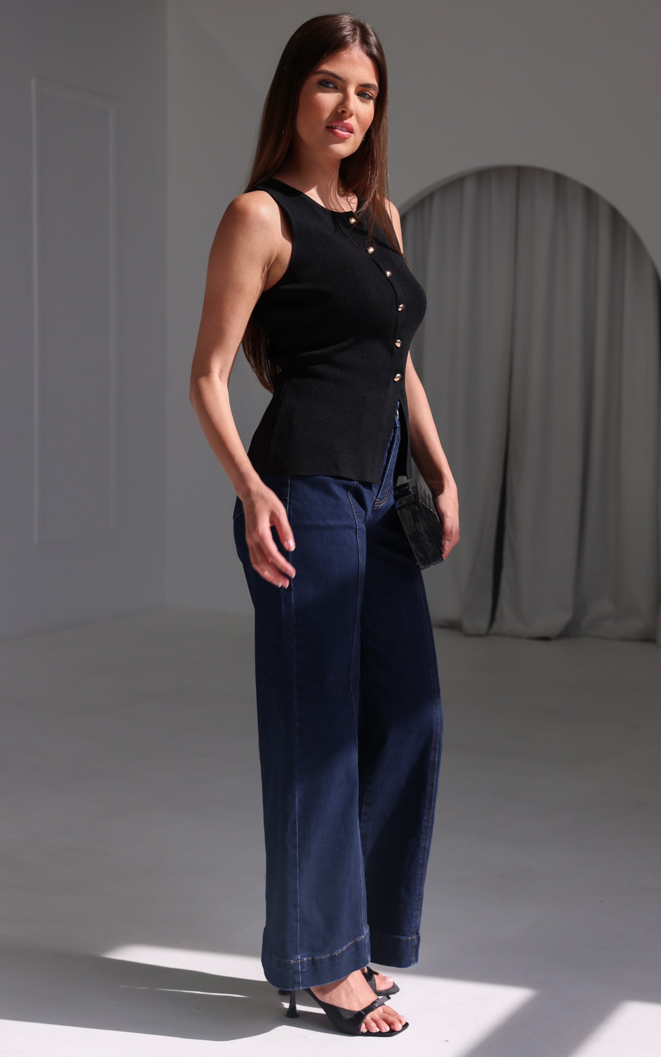 Reuben Knit Vest Top - Black