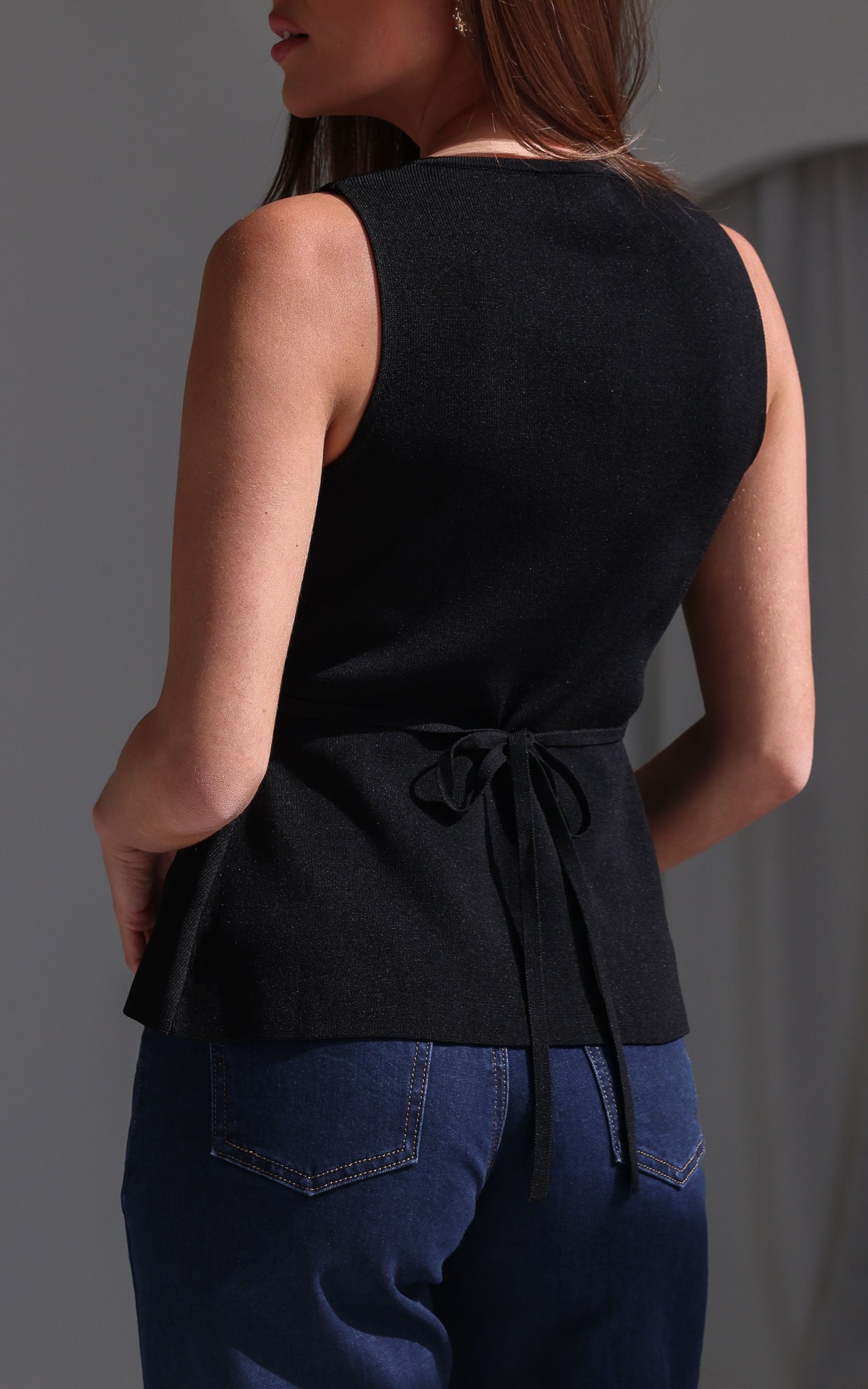Reuben Knit Vest Top - Black
