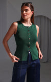 Reuben Knit Vest Top - Forest Green