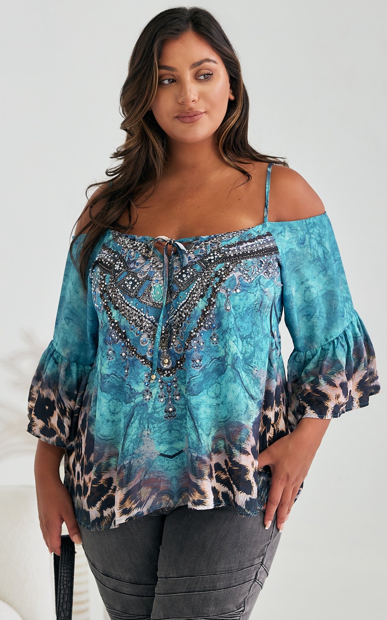 Riley Top - Blue Leopard