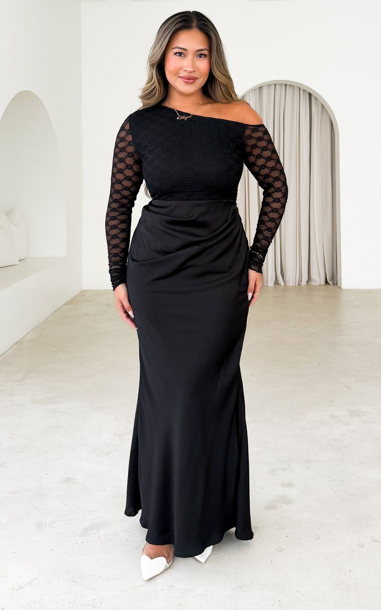 Rixie Mesh Maxi Dress - Black