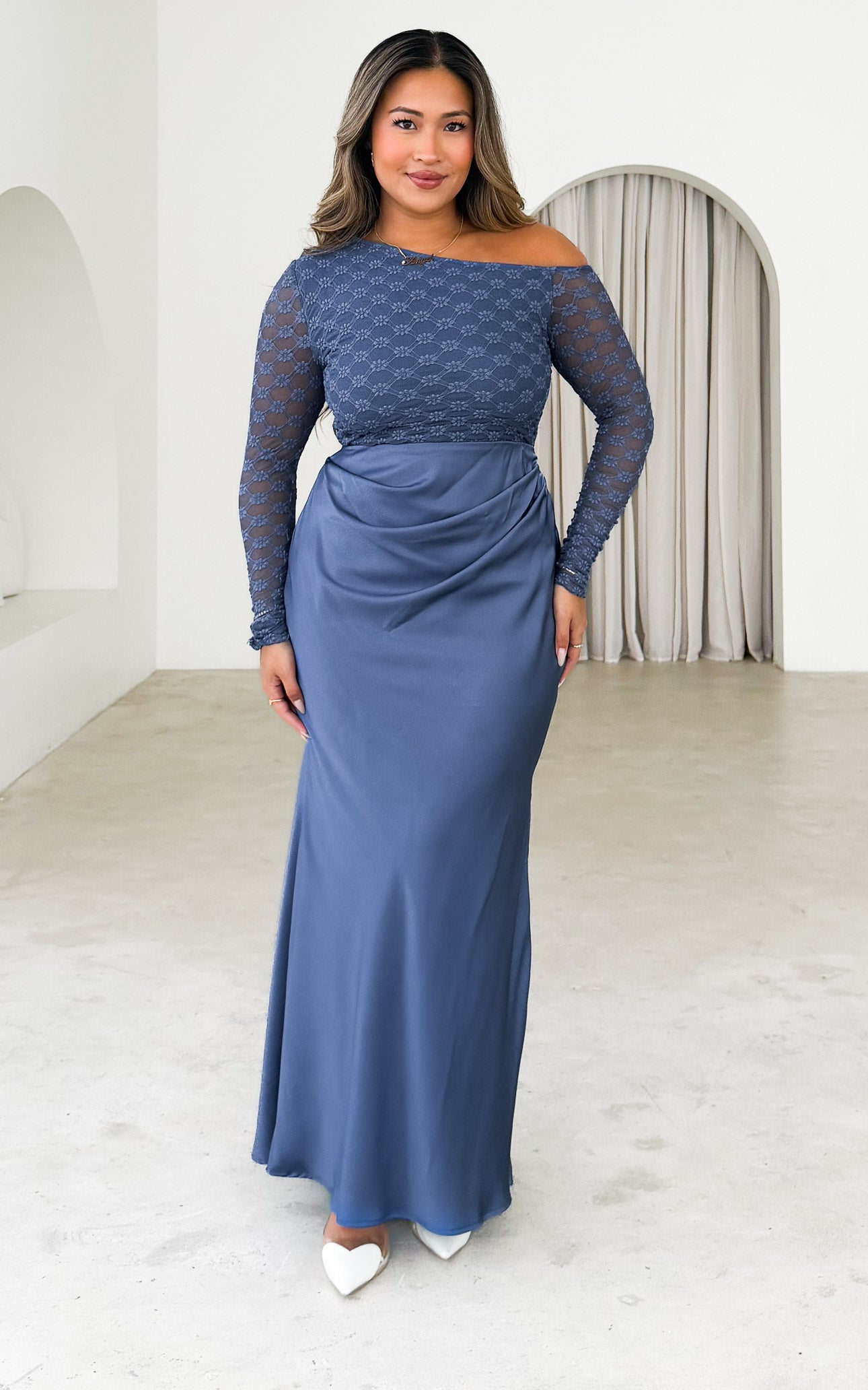 Rixie Mesh Maxi Dress - Riverside Blue