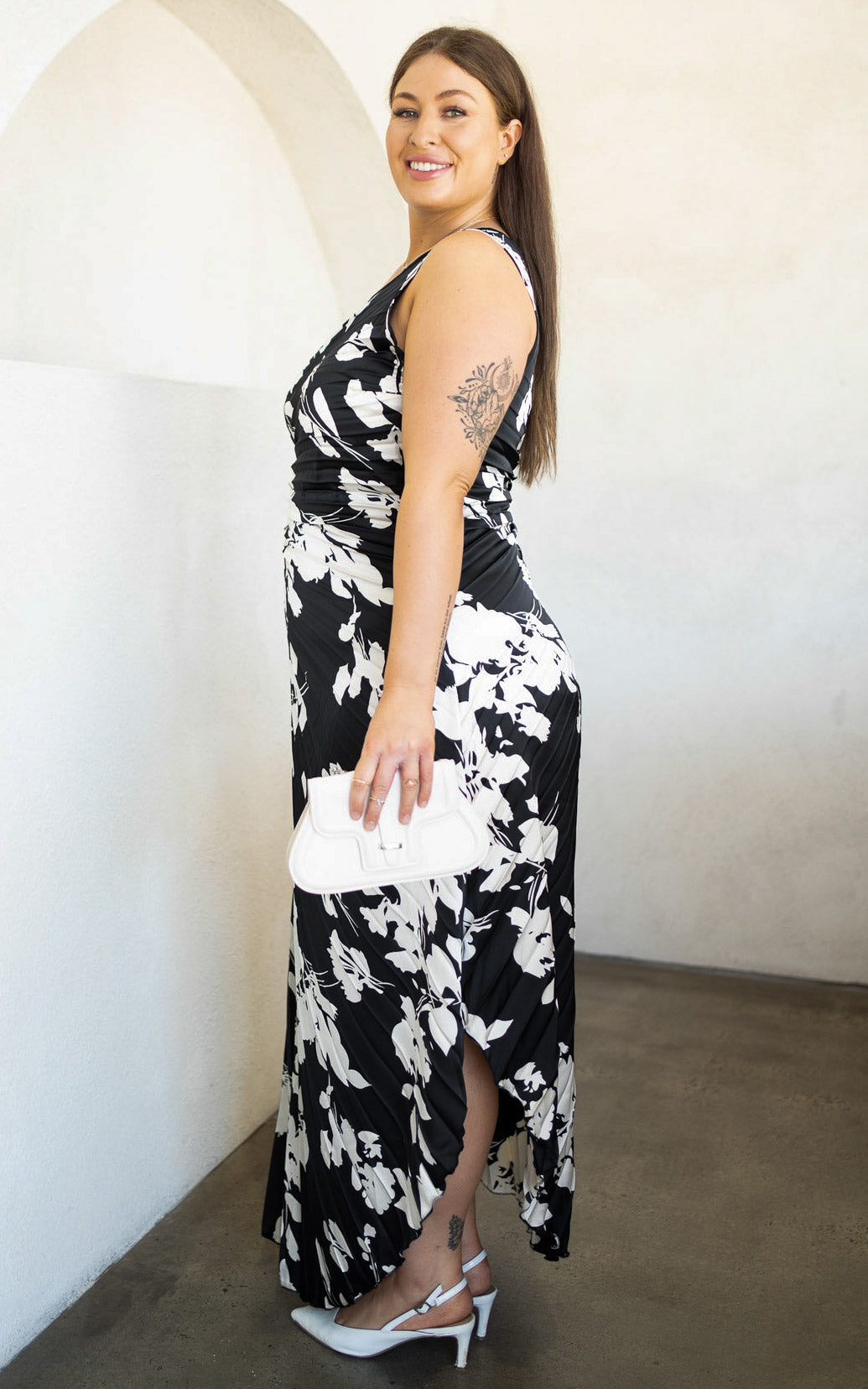 Rochelle Maxi Dress - Black White Floral