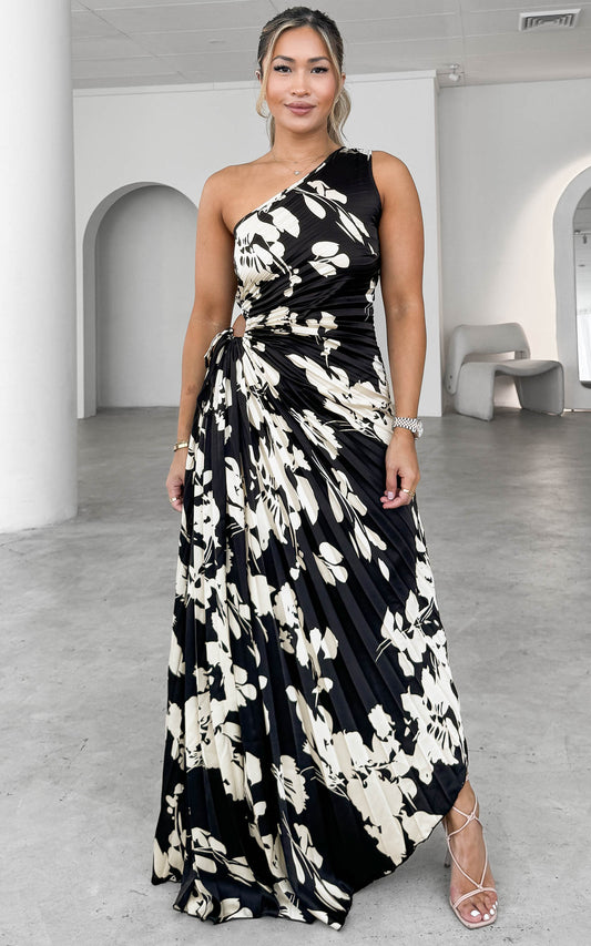 Rochelle Maxi Dress - Black Cream Floral