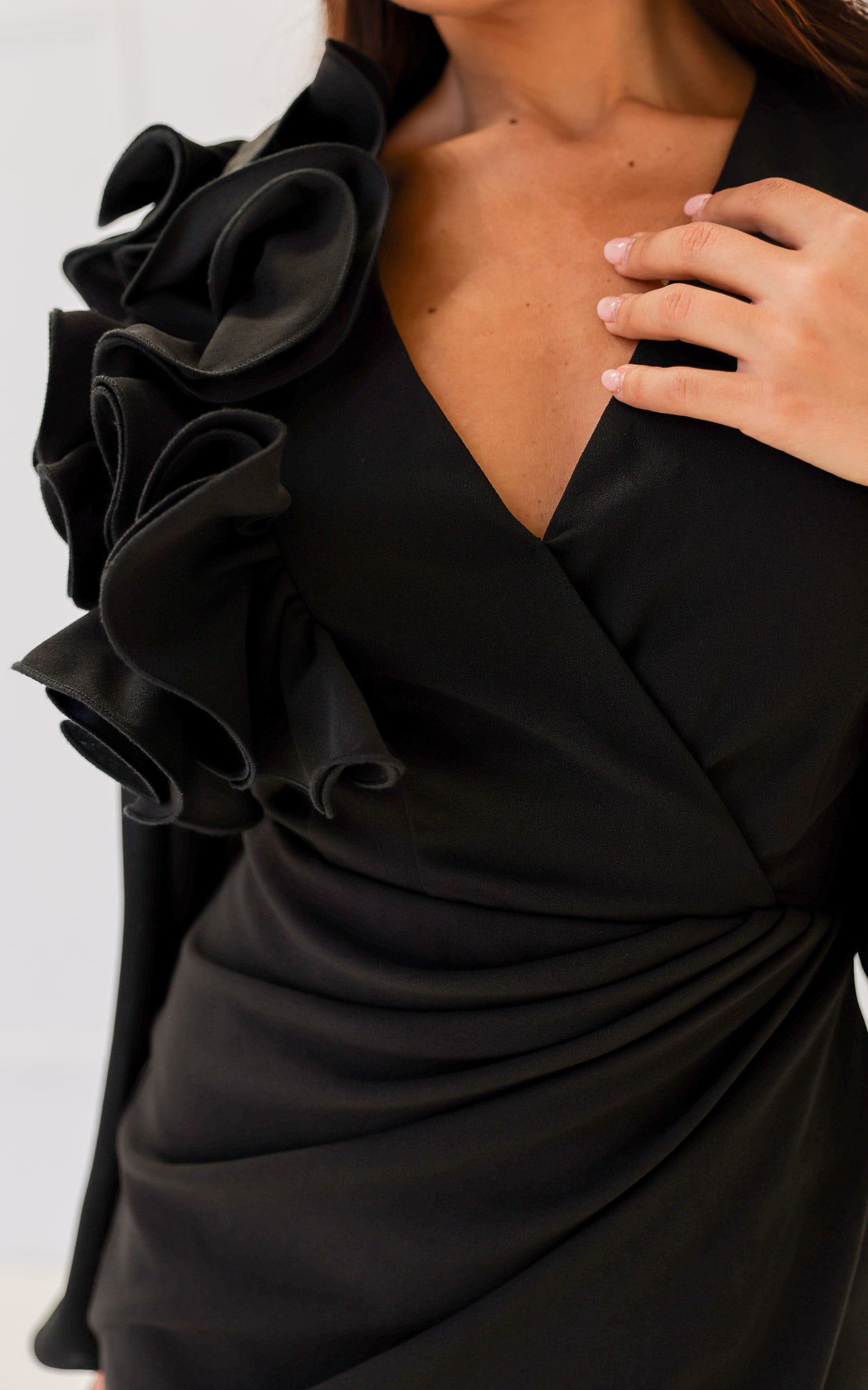 Rosaline Long Sleeve Midi Dress - Black