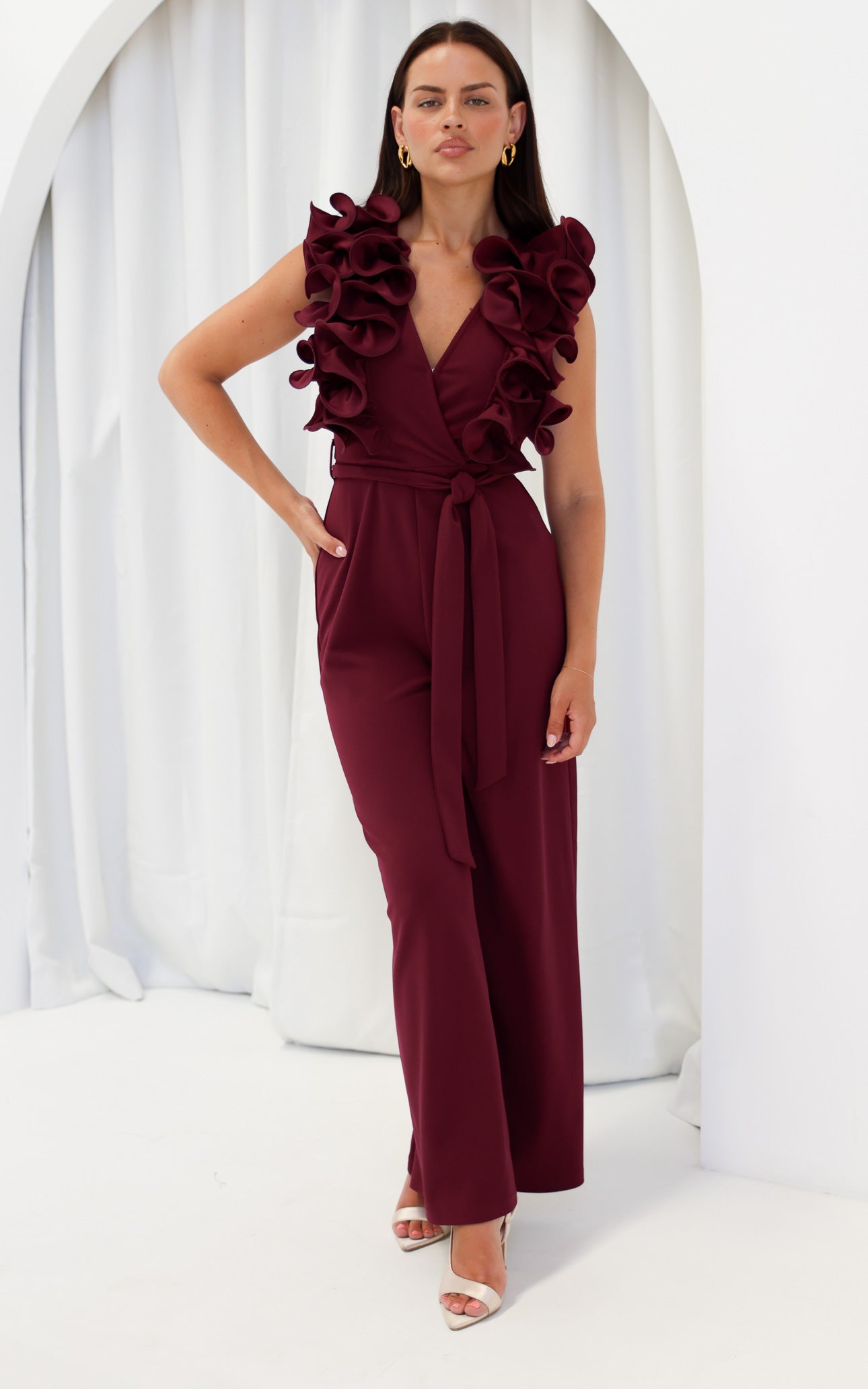 Rosaline Wide Leg Jumpsuit - Wine