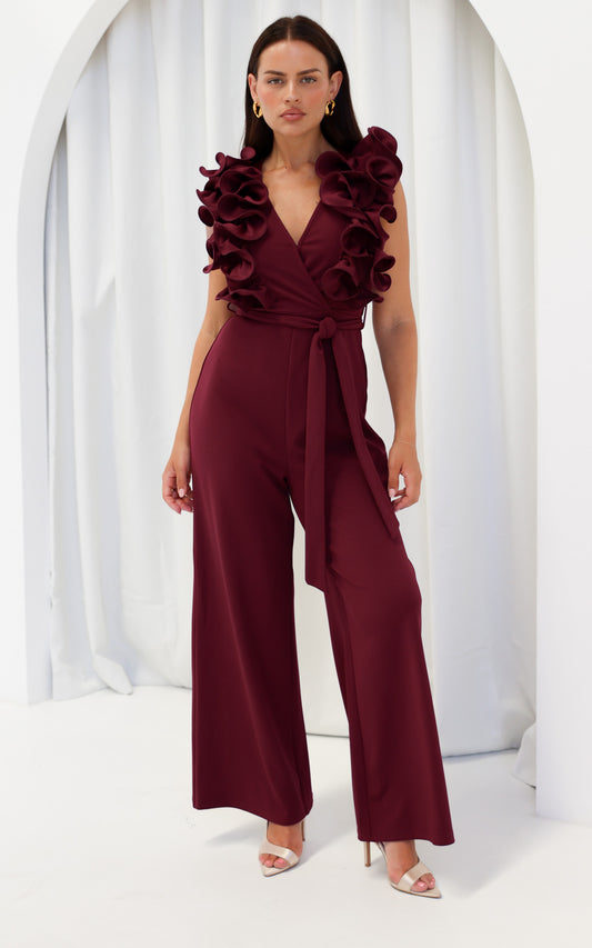 Rosaline Wide Leg Jumpsuit - Wine