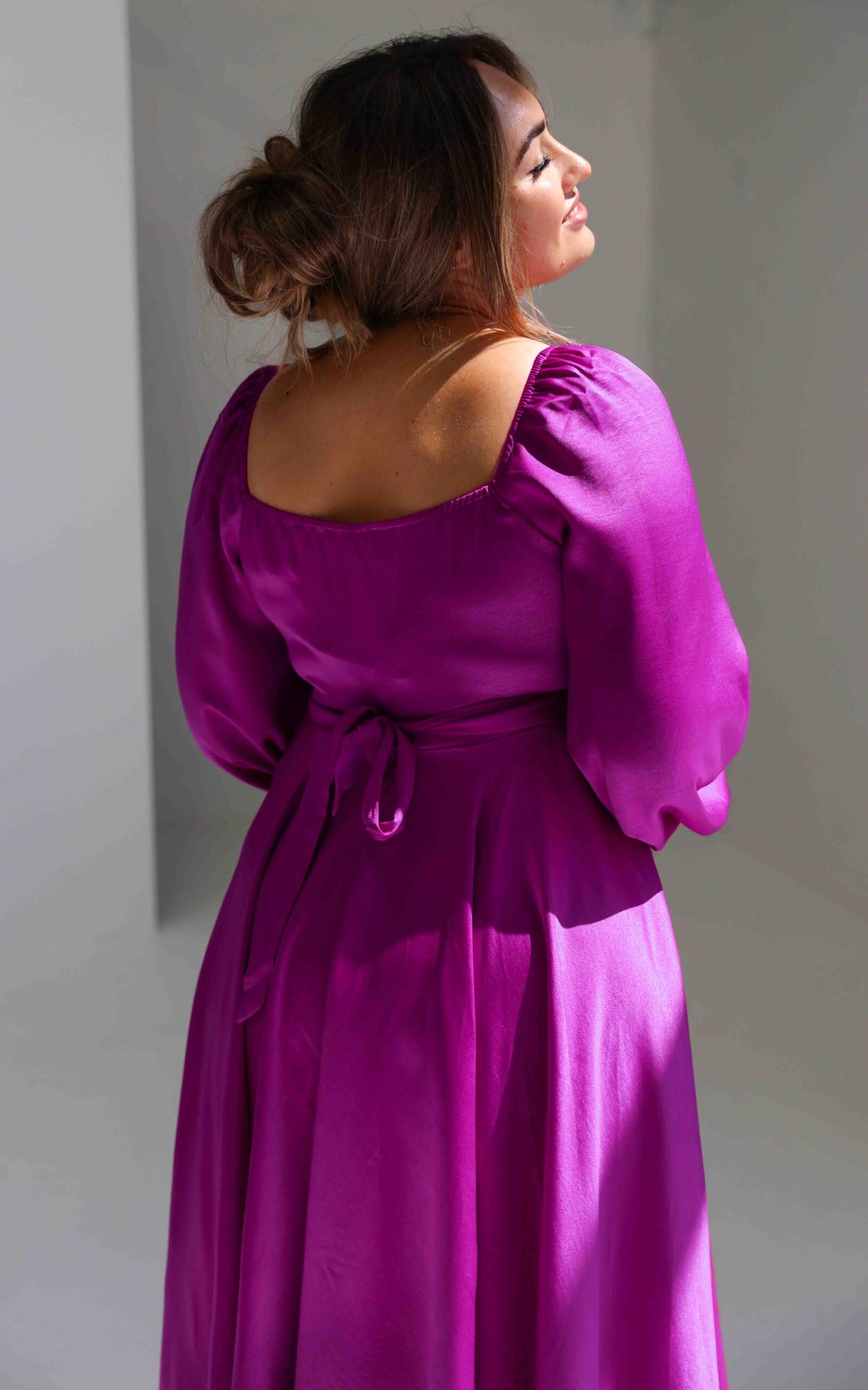 Rossetti Long Sleeve Wrap Maxi Dress - Purple Pink