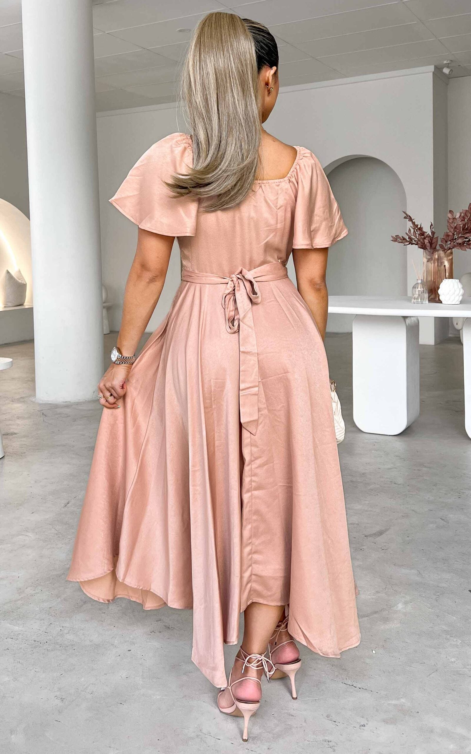Rossetti Short Sleeve Wrap Maxi Dress - Rose Gold