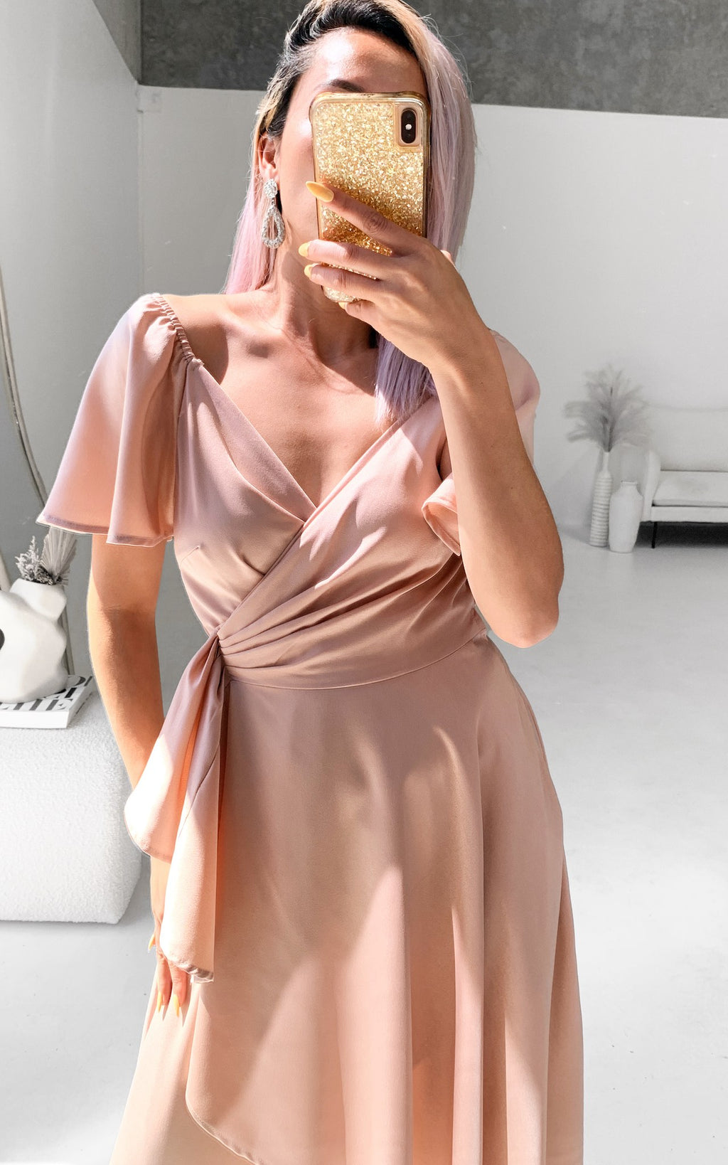 Rossetti Short Sleeve Wrap Maxi Dress - Rose Gold