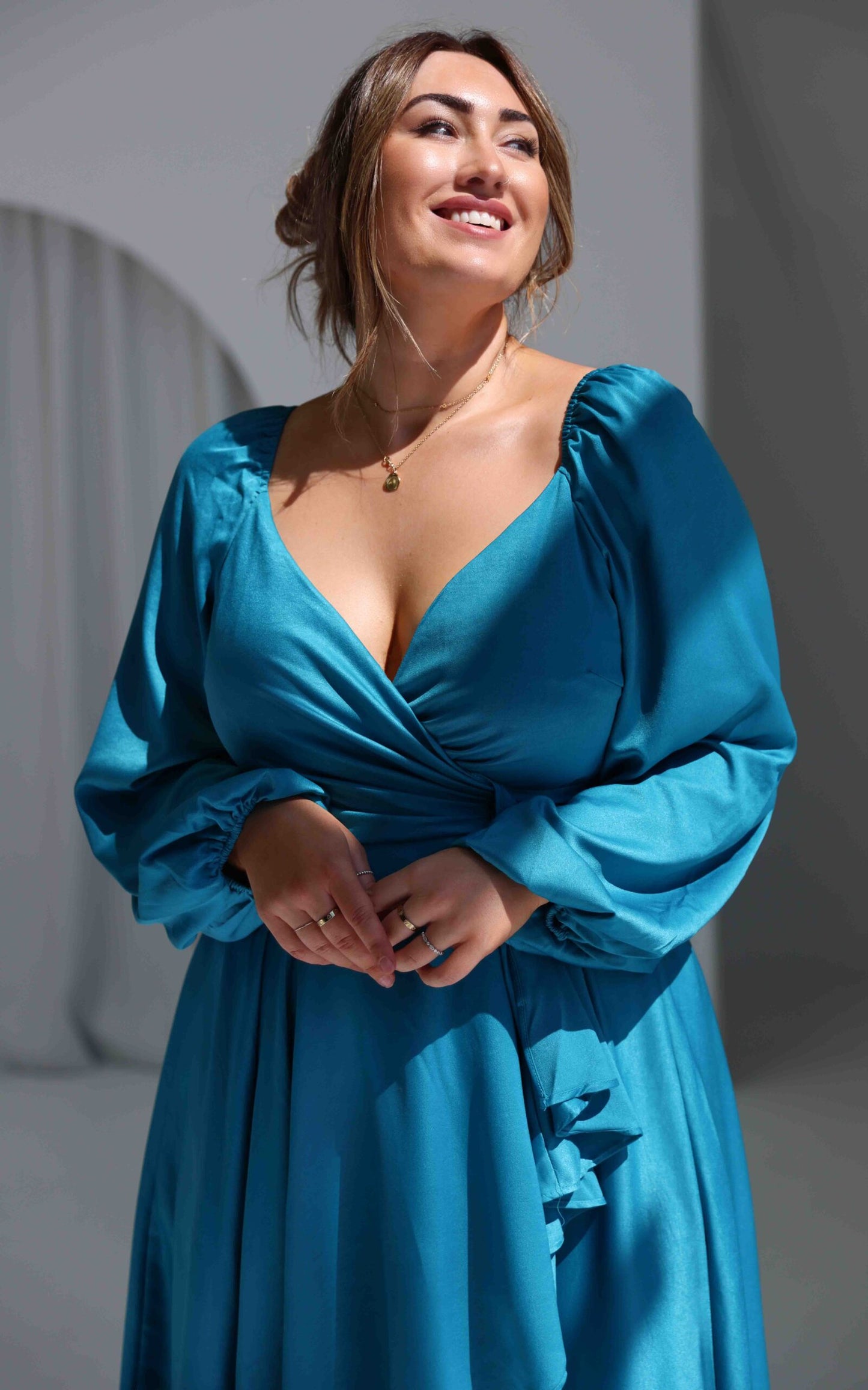 ROSSETTI V NECK LONG BALLOON SLEEVE WRAP MAXI DRESS ROSSETTI V NECK LONG BALLOON SLEEVE WRAP MAXI DRESS