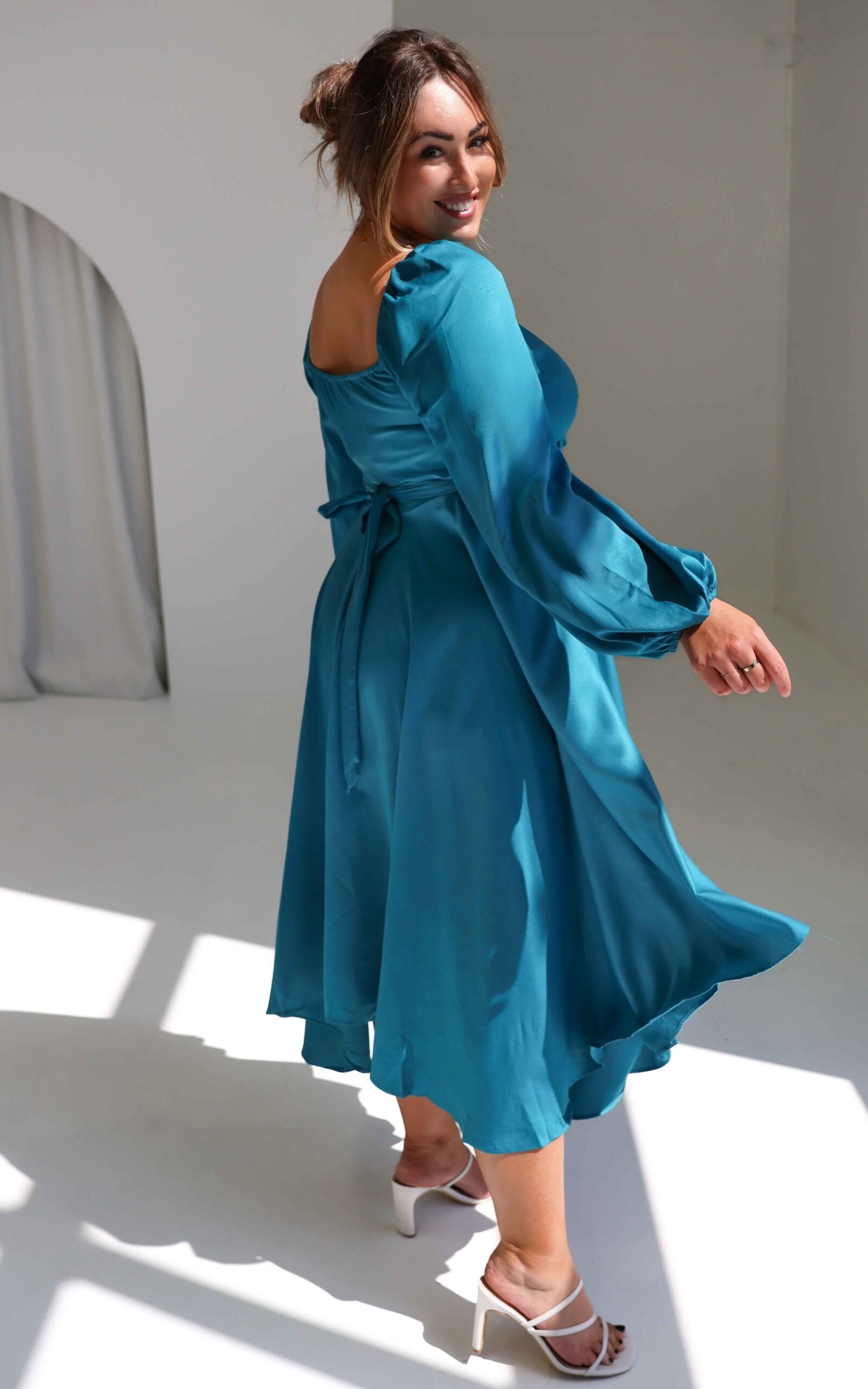 Rossetti Long Sleeve Wrap Maxi Dress - Teal Blue