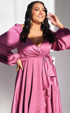 Rossetti Long Sleeve Wrap Maxi Dress - Magenta