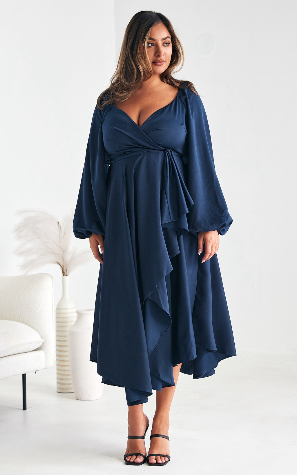 Rossetti Long Sleeve Wrap Maxi Dress - Navy