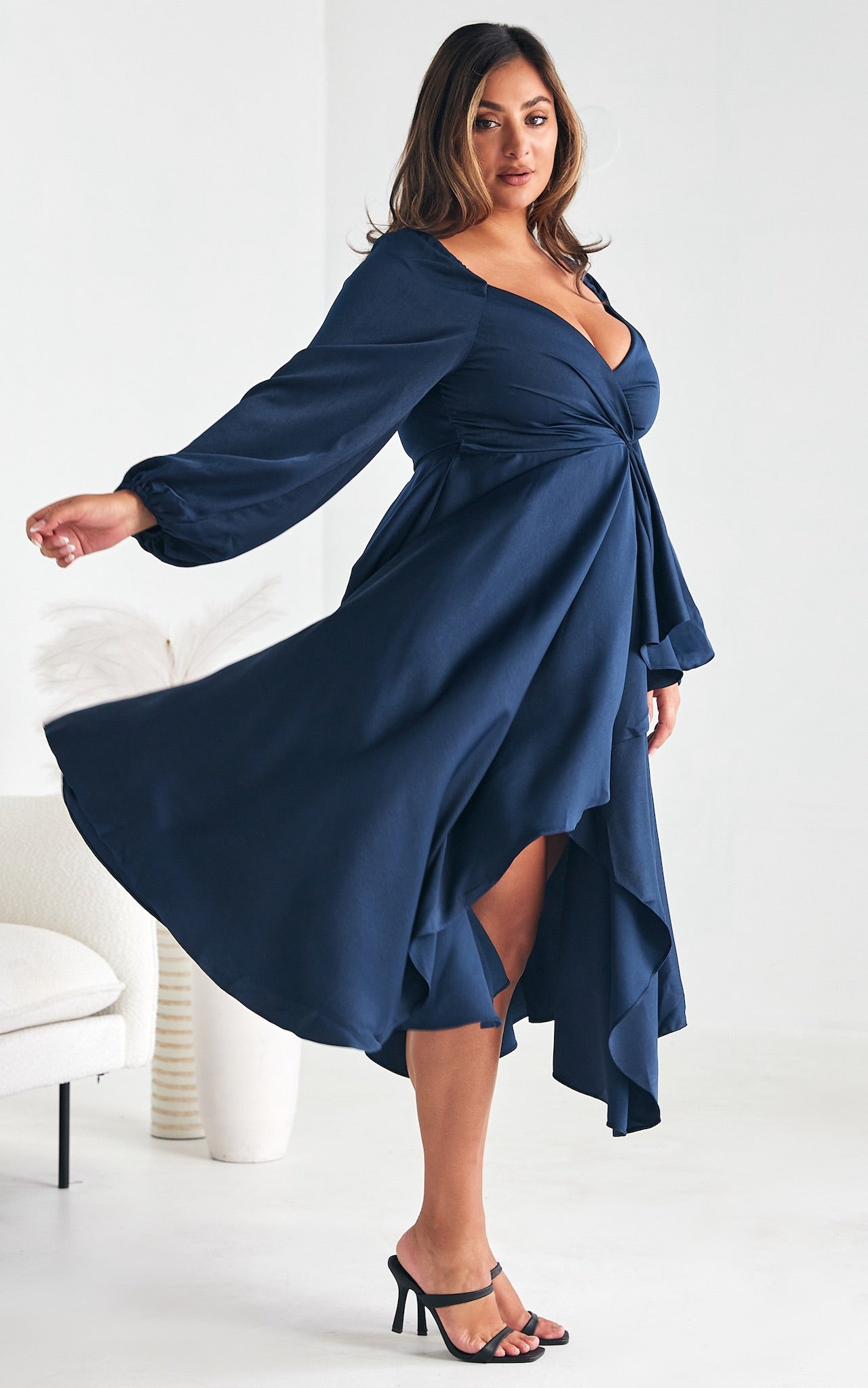 Rossetti Long Sleeve Wrap Maxi Dress - Navy