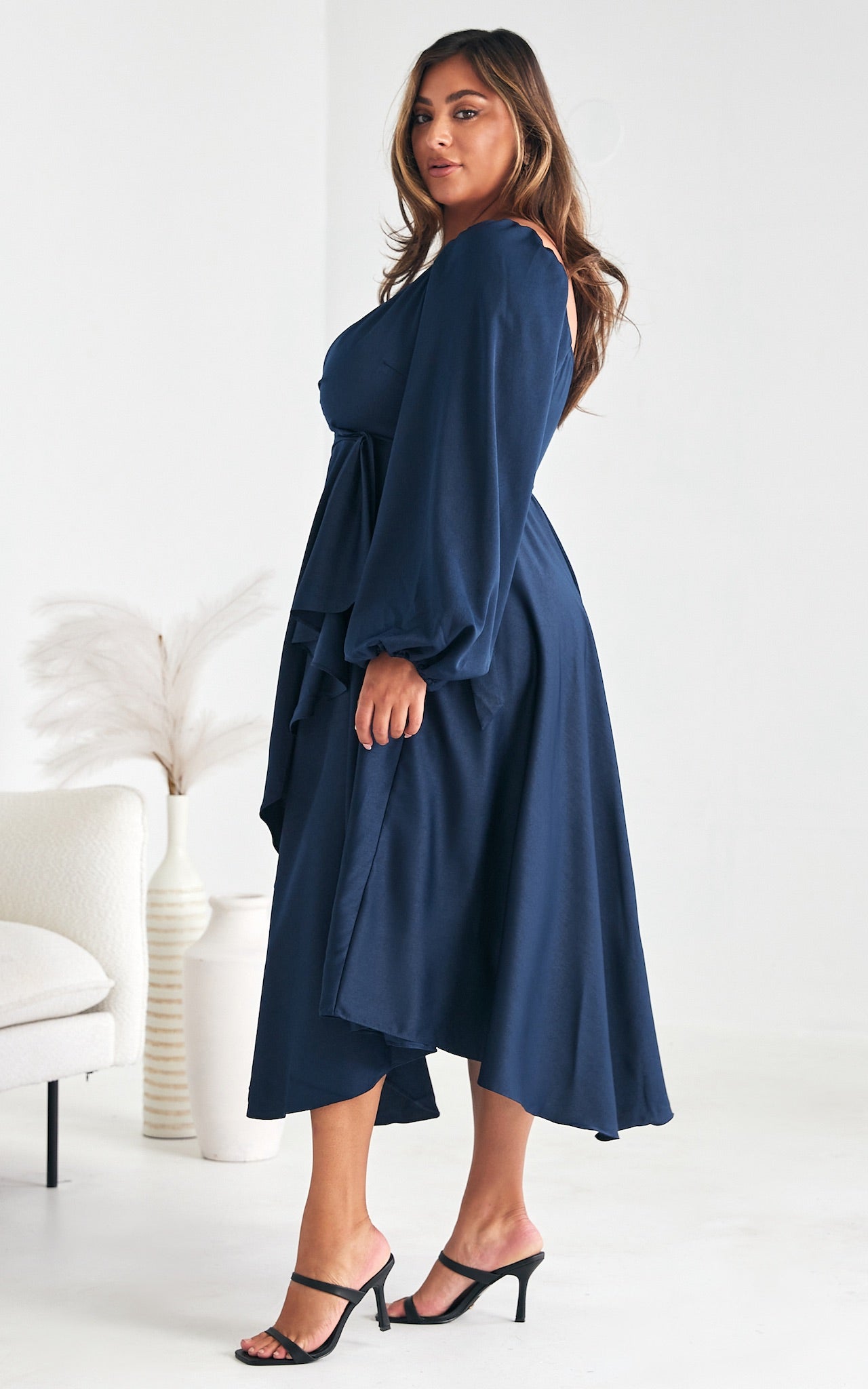 Rossetti Long Sleeve Wrap Maxi Dress - Navy