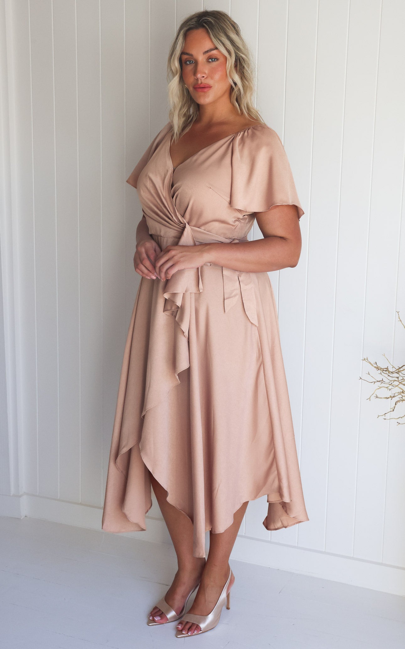 Rossetti Short Sleeve Wrap Maxi Dress - Rose Gold