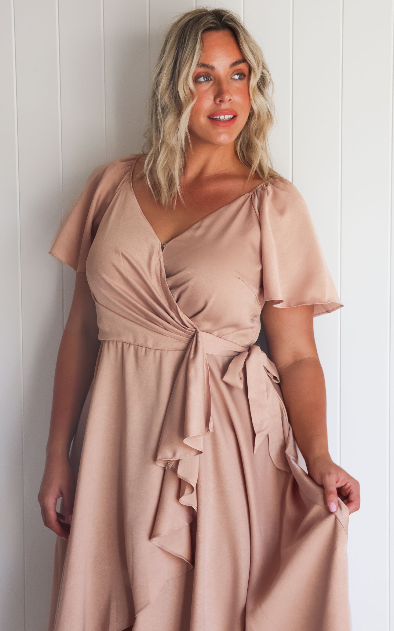Rossetti Short Sleeve Wrap Maxi Dress - Rose Gold