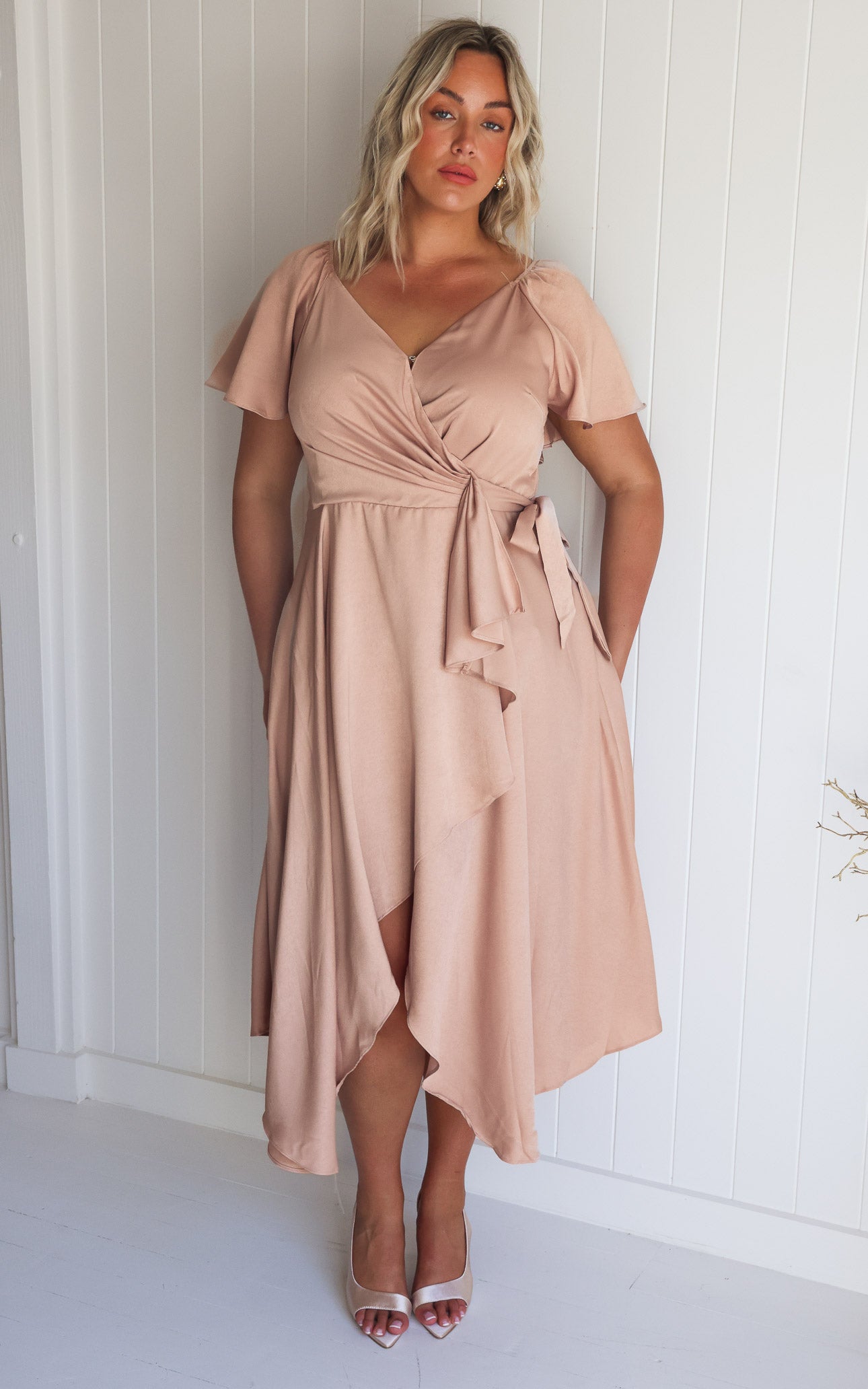 Rossetti Short Sleeve Wrap Maxi Dress - Rose Gold