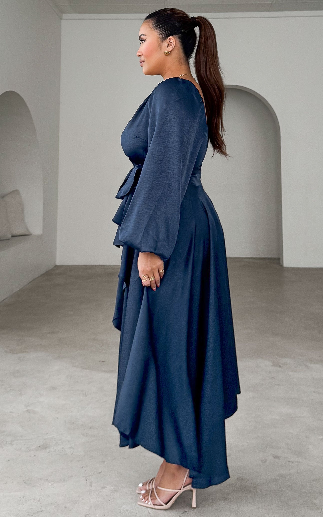 Rossetti Long Sleeve Wrap Maxi Dress - Navy