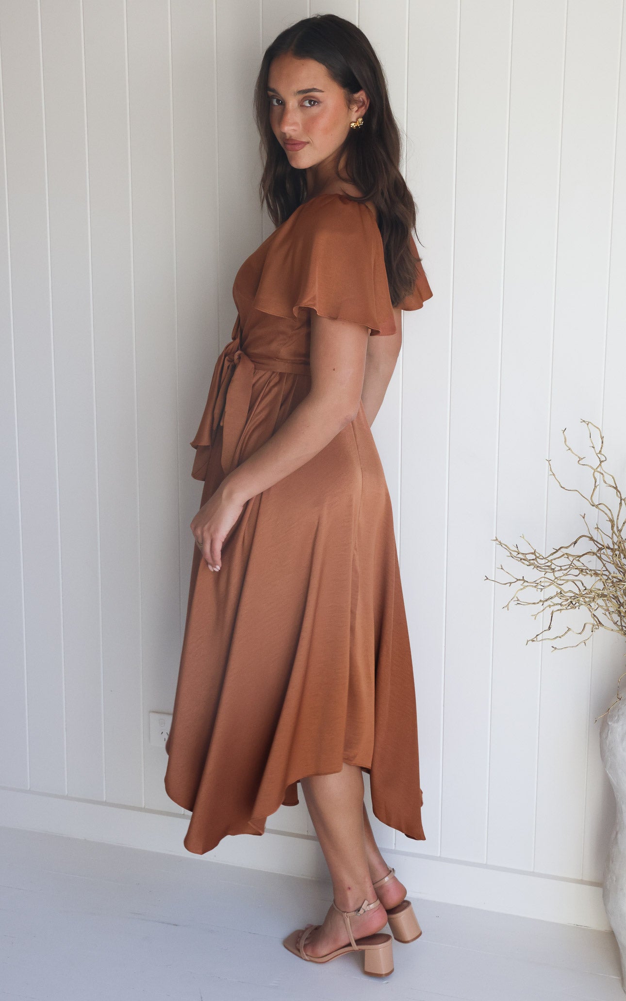 Rossetti Short Sleeve Wrap Maxi Dress - Rust Copper