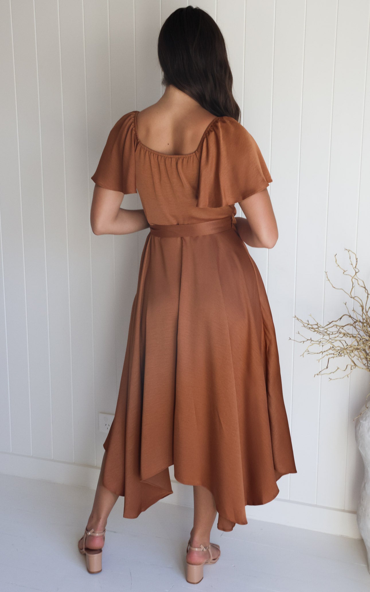 Rossetti Short Sleeve Wrap Maxi Dress - Rust Copper