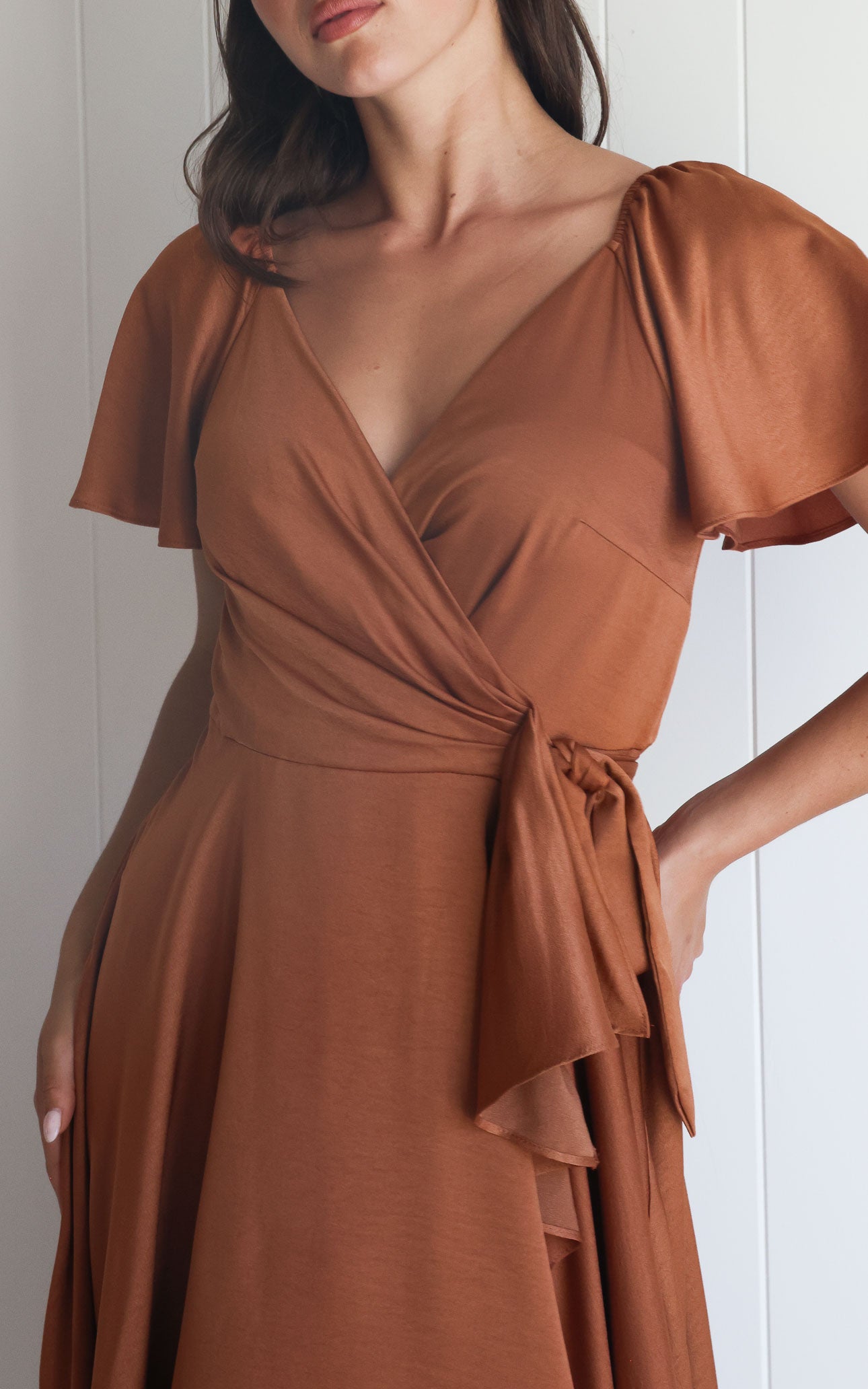 Rossetti Short Sleeve Wrap Maxi Dress - Rust Copper
