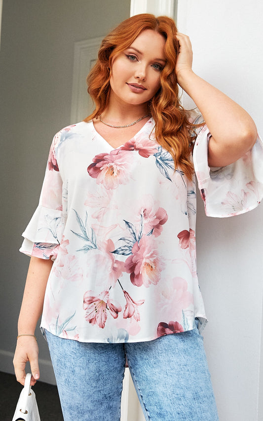 Royal Mile Top - White Floral