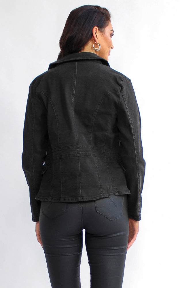 Royalty Denim Blazer Jacket - Black