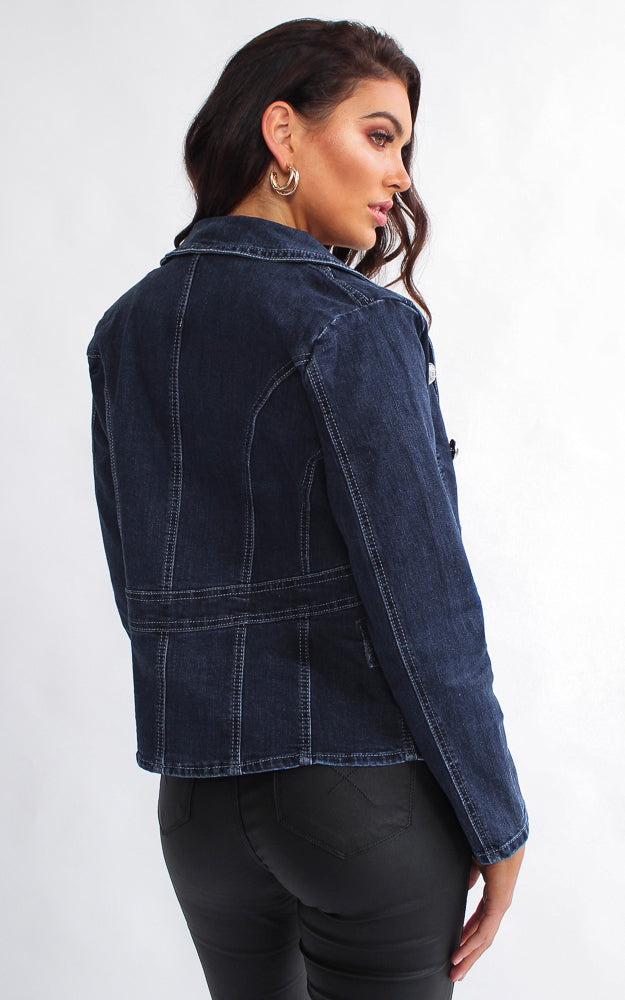 Royalty Denim Blazer Jacket - Dark Blue