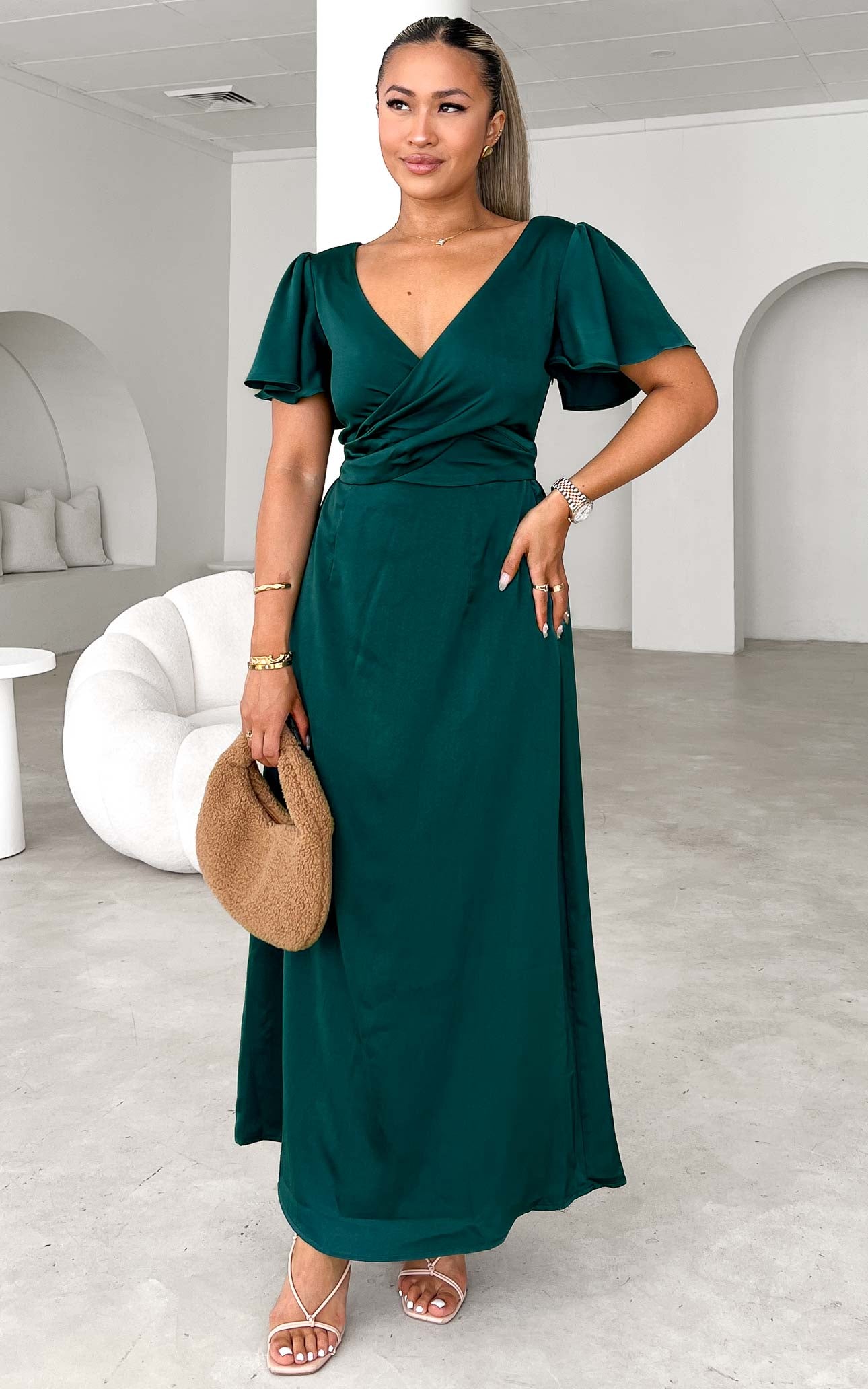 Roza Short Sleeve Maxi Dress - Emerald