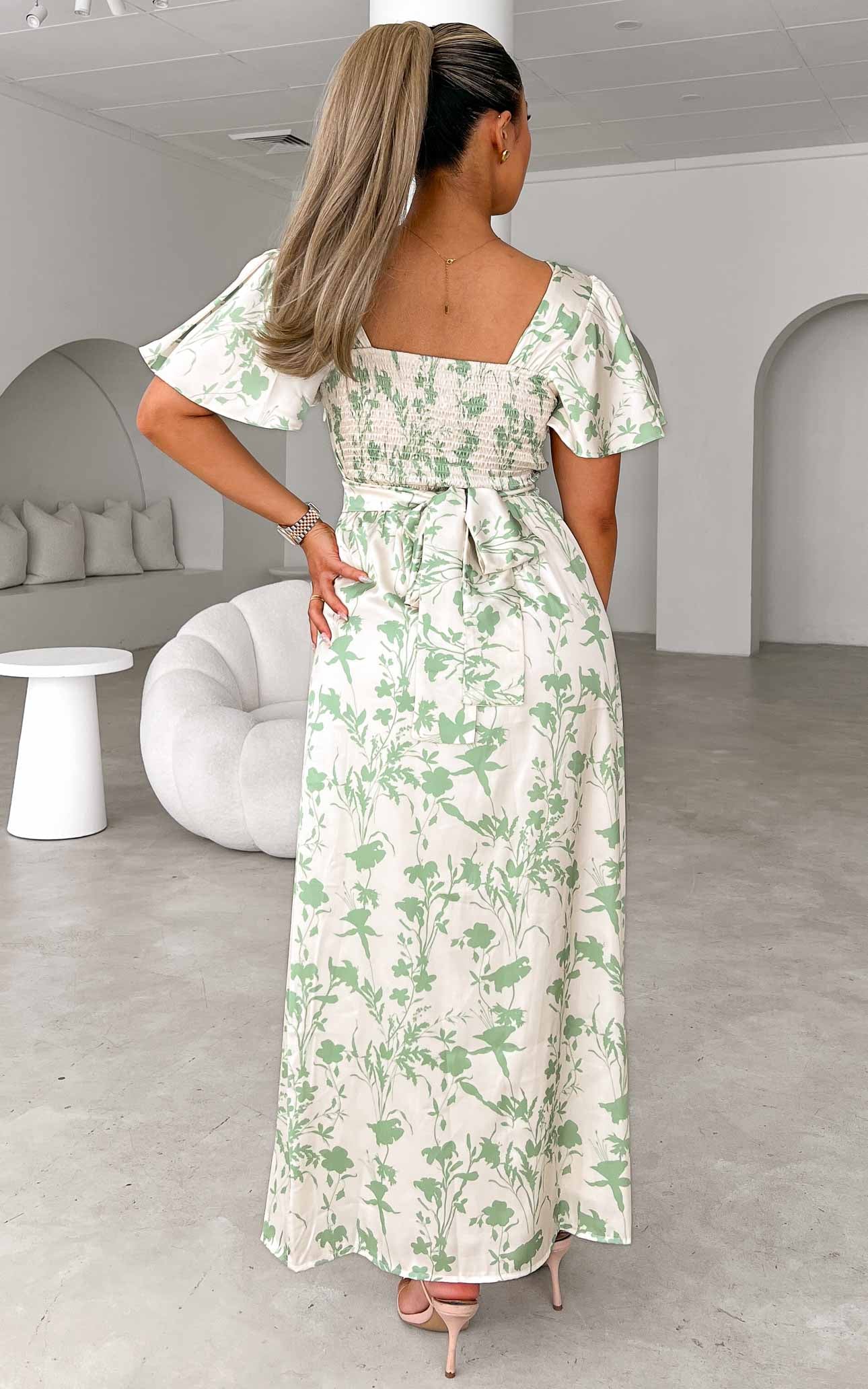 Roza Maxi Dress - Cream Sage Floral