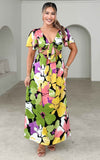 (Preorder) Roza Maxi Dress - Green Multi Floral