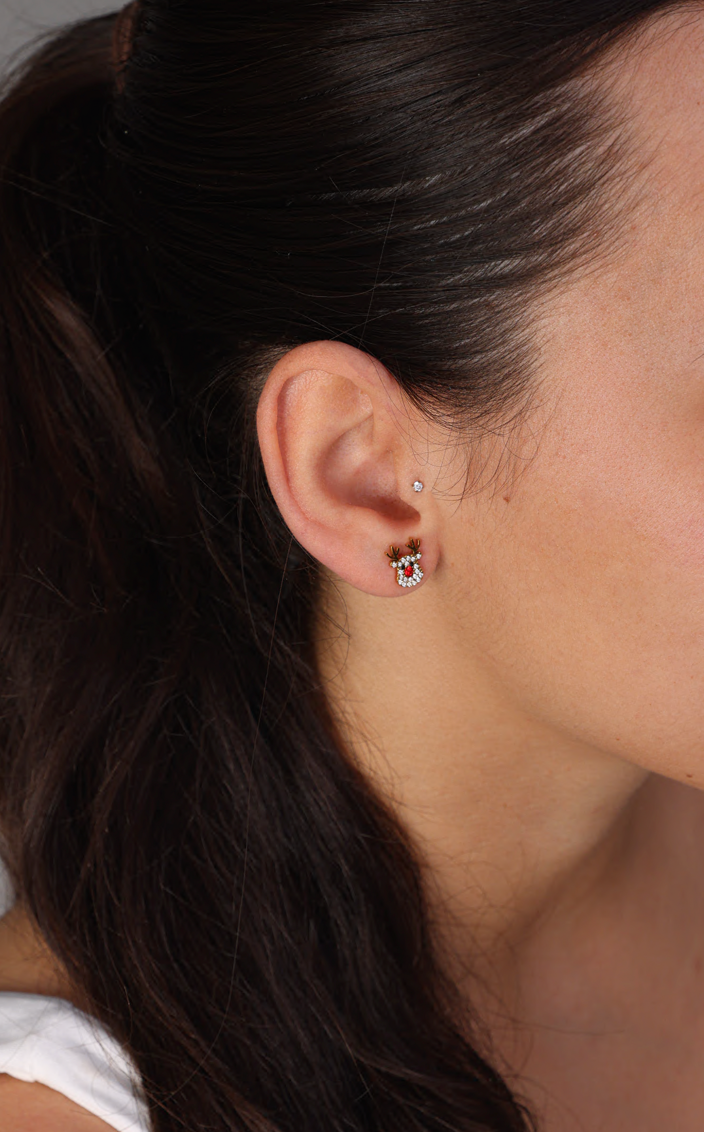 Rudolph Bauble Stud Earrings - Red Reindeer Ball