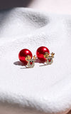 Rudolph Bauble Stud Earrings - Red Reindeer Ball