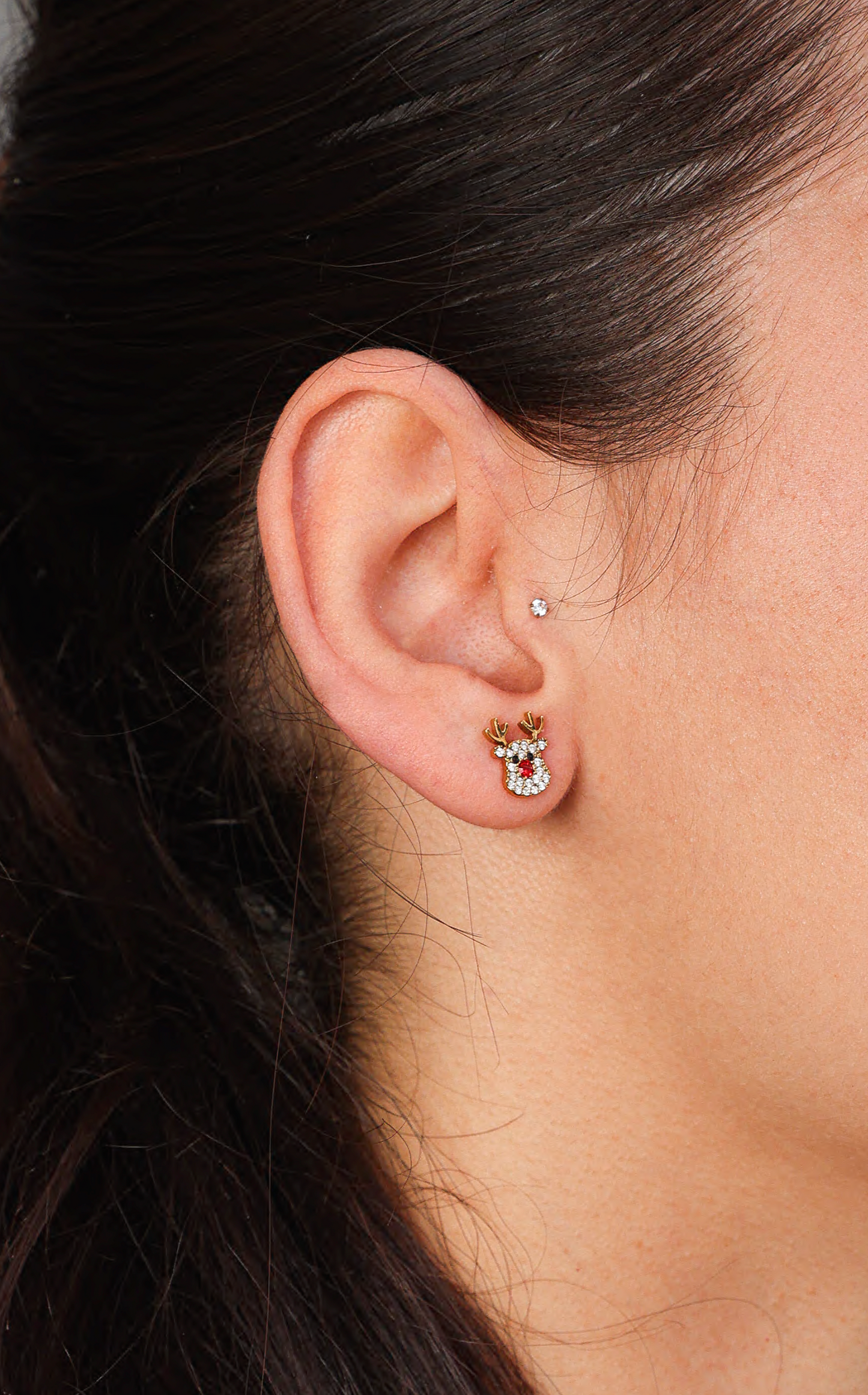 Rudolph Bauble Stud Earrings - Red Reindeer Ball