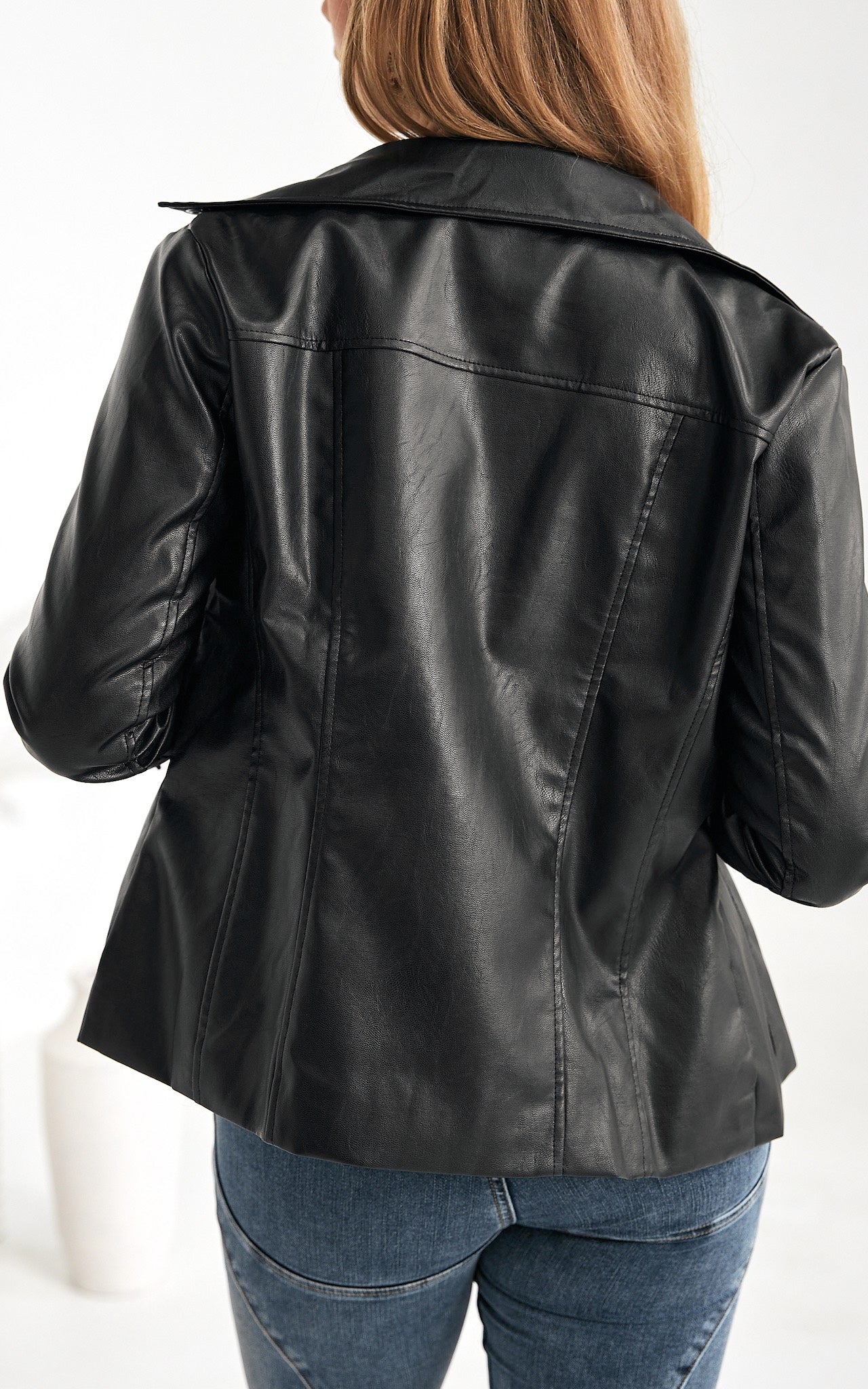 Ryder Faux Leather Biker Jacket - Black
