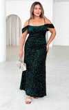 Raquel Maxi Dress - Emerald Velvet Sequin