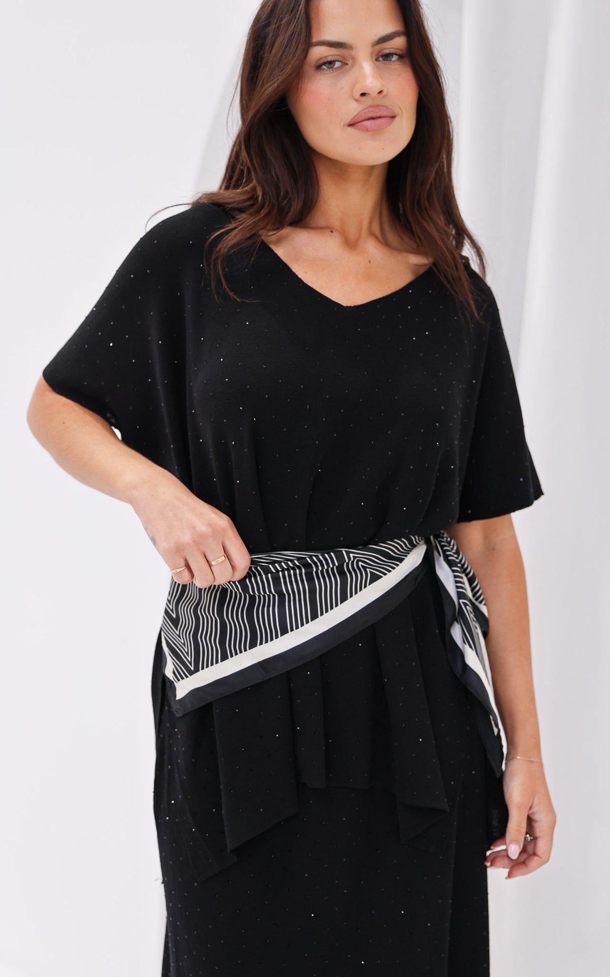 Reece Triangle Bandana - Black Zigzag Print