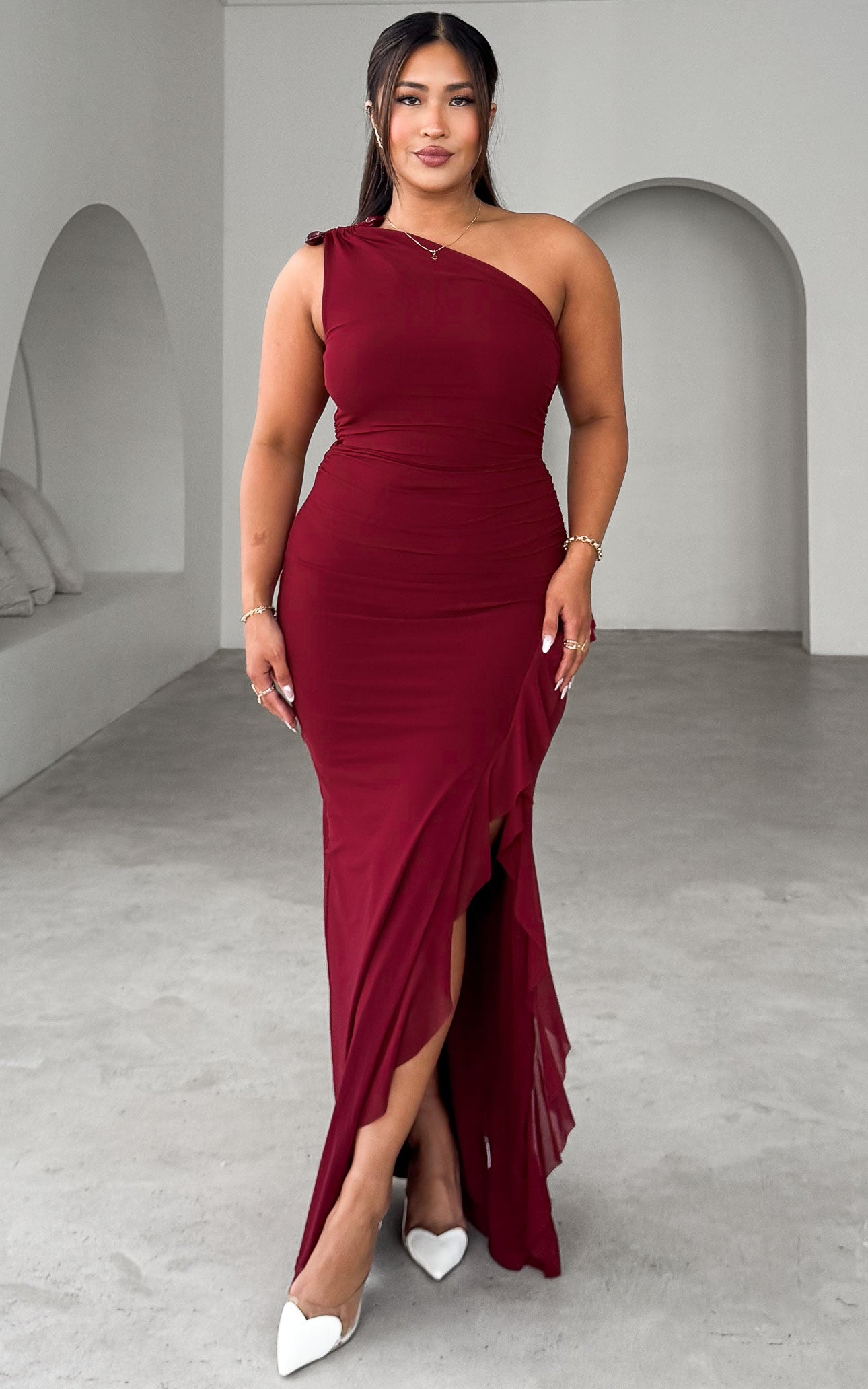 Relius Mesh Maxi Dress - Wine
