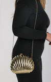 Rizela Shell Clutch Bag - Gold Chrome