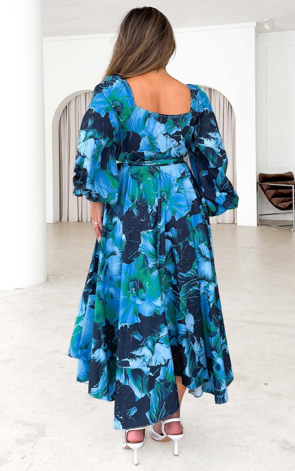 Rossetti Long Sleeve Wrap Maxi Dress - Blue Green Floral