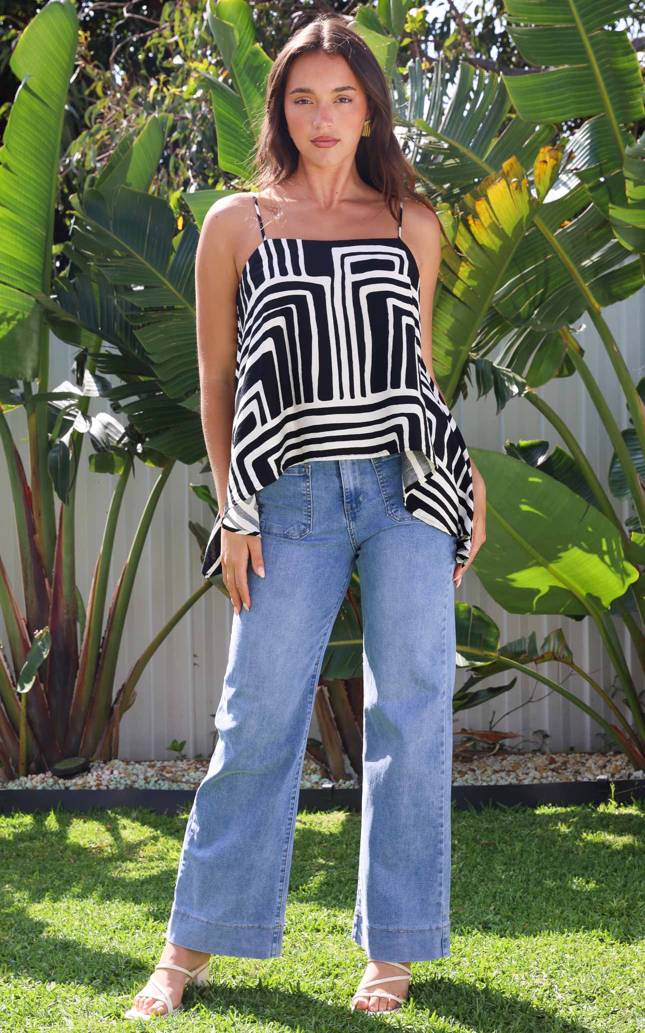 Sachio Top - Black Cream Print