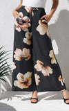 Saffron Wide Leg Pants - Black Floral
